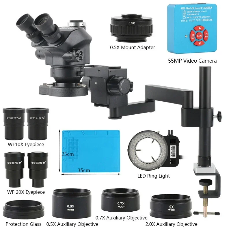 Digital Magnifier Reading - 3.5X-200X Zoom Stereo Trinocular Microscope Clamp