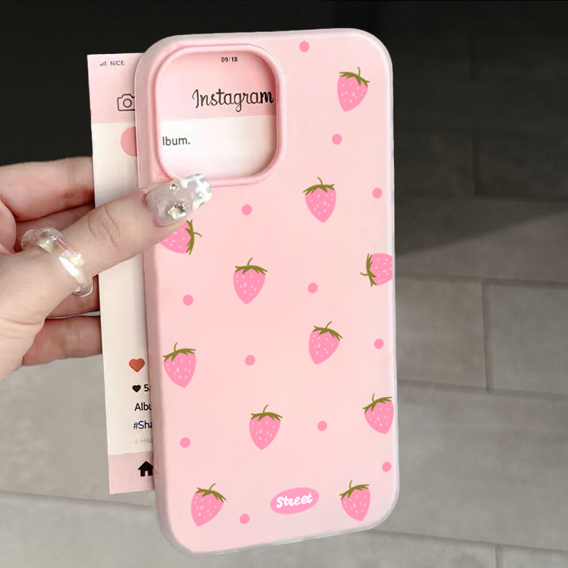 Samsung Galaxy A55 - Sweet Pink Strawberry Pattern Phone Case
