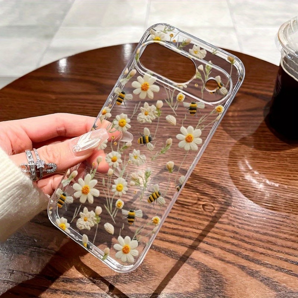 Google Pixel 9 - Cute Honeybee Flower Pattern Soft Clear